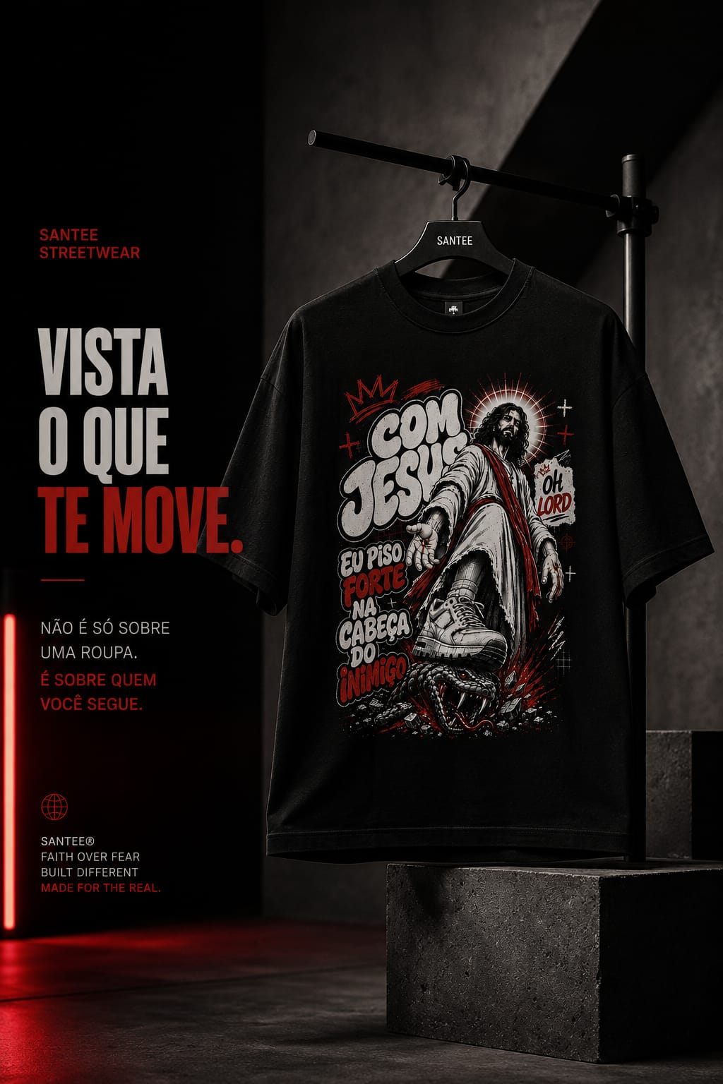 Camiseta Santee Com Jesus Eu Piso Forte